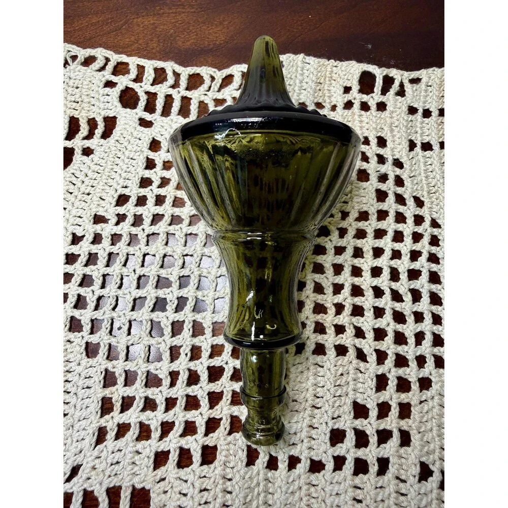 1964 Jim Beam Genie Bottle Decanter, Olive Green Glass, Mid-Century Barware